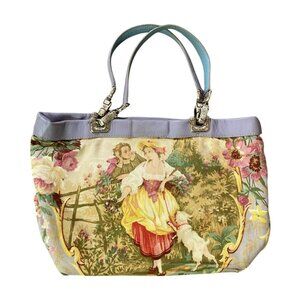 Brighton Style Tapestry Handbag With Floral Print & Double Handles